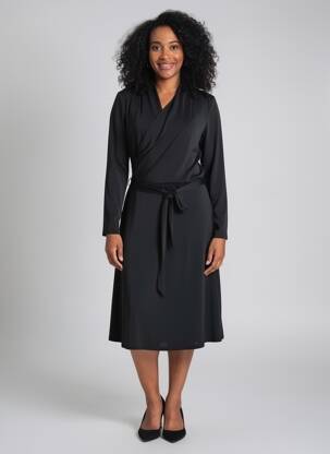 Rochie midi mâneci lungi mâneci lungi negru VERA MONT femeie