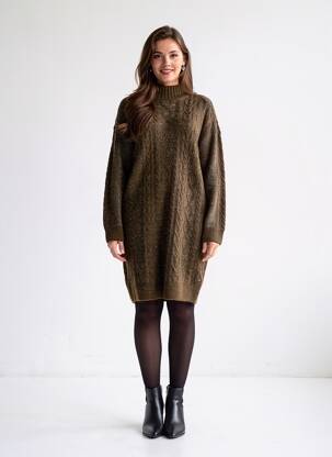 Rochie pulover guler col înalt mâneci lungi verde SCOTCH & SODA femeie
