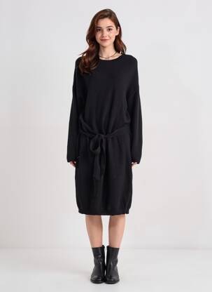Rochie pulover croială cambrată mâneci lungi negru VILA femeie