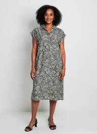 Rochie midi țesătură crep mâneci scurte negru STREET ONE femeie