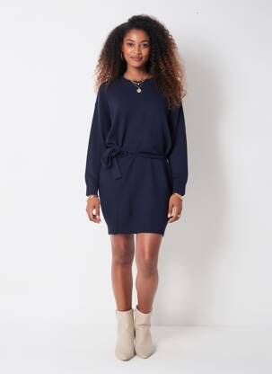 Rochie pulover elasticitate mâneci lungi albastru ICHI femeie