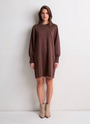 Rochie pulover elasticitate mâneci lungi maro ARTLOVE femeie