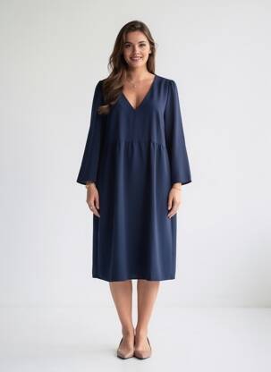 Rochie midi mâneci 3/4 mâneci 3/4 albastru GRACE & MILA femeie