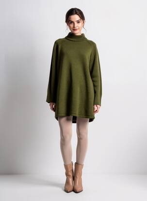 Rochie pulover țesătură melanj mâneci lungi verde GRACE & MILA femeie