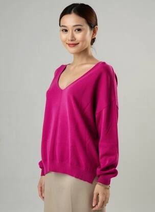 Pulover țesătură melanj mâneci lungi violet PAKO LITTO femeie
