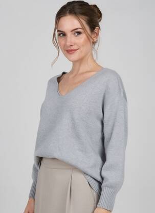 Pulover țesătură melanj mâneci lungi gri PAKO LITTO femeie