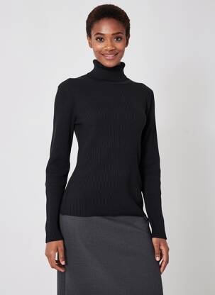 Pulover cu guler înalt țesătură ripsată mâneci lungi negru MKT STUDIO femeie