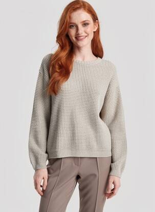 Pulover țesătură melanj mâneci lungi bej AMERICAN VINTAGE femeie