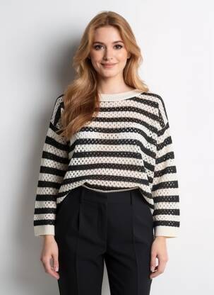 Pulover elasticitate mâneci lungi negru STREET ONE femeie