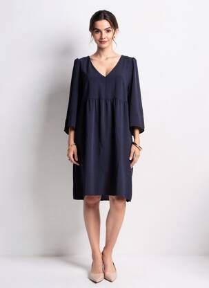 Rochie midi mâneci 3/4 mâneci 3/4 albastru GRACE & MILA femeie