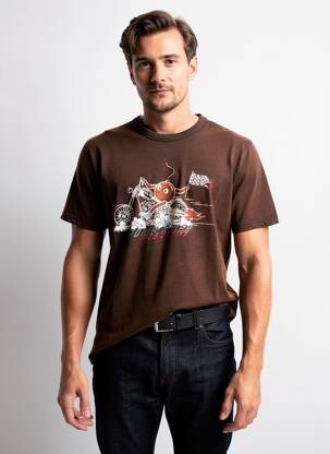 Tricou croială dreaptă mâneci scurte maro DAYTONA bărbat