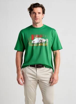 Tricou croială dreaptă mâneci scurte verde DAYTONA bărbat