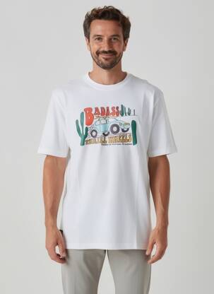 Tricou croială dreaptă mâneci scurte alb DAYTONA bărbat
