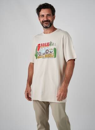 Tricou croială dreaptă mâneci scurte bej DAYTONA bărbat