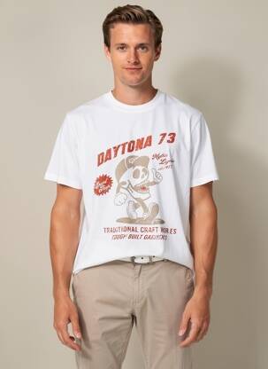 Tricou croială dreaptă mâneci scurte alb DAYTONA bărbat