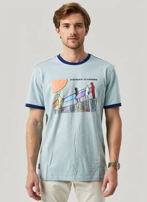Tricou croială dreaptă mâneci scurte albastru DAYTONA bărbat