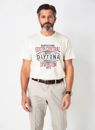 Tricou croială dreaptă mâneci scurte bej DAYTONA bărbat