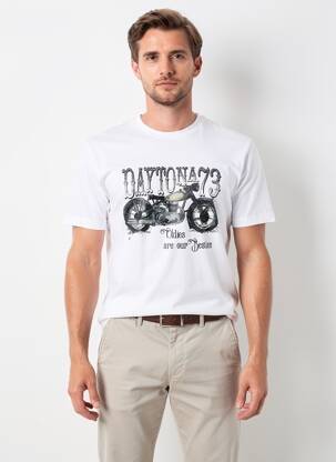 Tricou croială dreaptă mâneci scurte alb DAYTONA bărbat