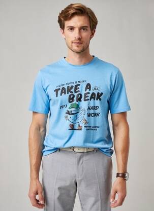 Tricou croială dreaptă mâneci scurte albastru DAYTONA bărbat