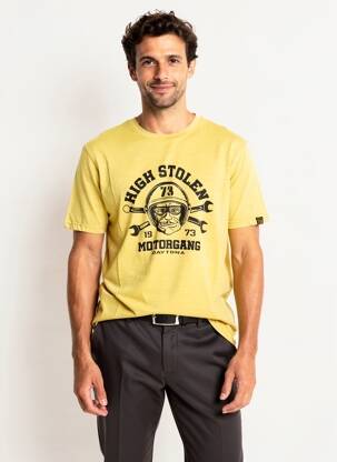 Tricou țesătură melanj mâneci scurte galben DAYTONA bărbat