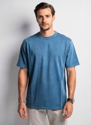 Tricou croială dreaptă mâneci scurte albastru DAYTONA bărbat