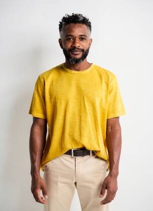 Tricou croială dreaptă mâneci scurte galben DAYTONA bărbat