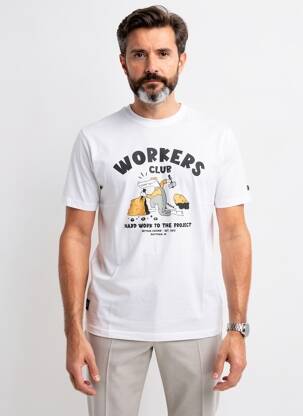 Tricou croială dreaptă mâneci scurte alb DAYTONA bărbat