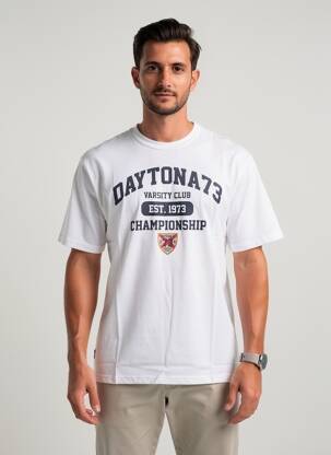 Tricou croială dreaptă mâneci scurte alb DAYTONA bărbat