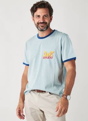 Tricou croială cambrată mâneci scurte albastru DAYTONA bărbat
