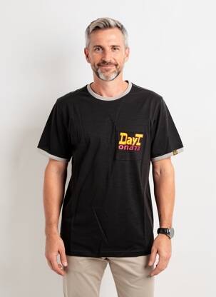 Tricou croială cambrată mâneci scurte negru DAYTONA bărbat