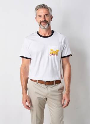 Tricou croială cambrată mâneci scurte alb DAYTONA bărbat
