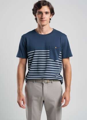 Tricou elasticitate mâneci scurte albastru D73 bărbat