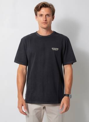 Tricou croială dreaptă mâneci scurte negru DAYTONA bărbat