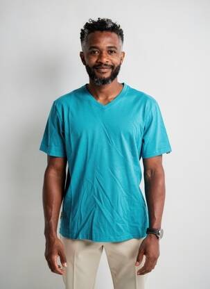 Tricou croială cambrată mâneci scurte albastru DAYTONA bărbat