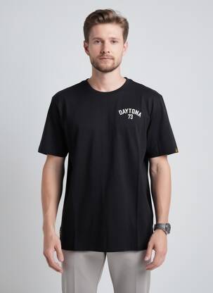 Tricou croială dreaptă mâneci scurte negru DAYTONA bărbat