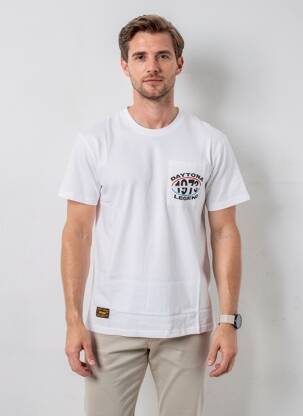 Tricou croială cambrată mâneci scurte alb DAYTONA bărbat