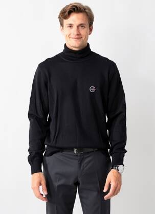 Pulover cu guler înalt elasticitate mâneci lungi negru DAYTONA bărbat
