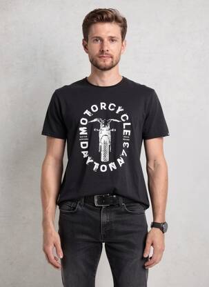 Tricou croială cambrată mâneci scurte negru DAYTONA bărbat
