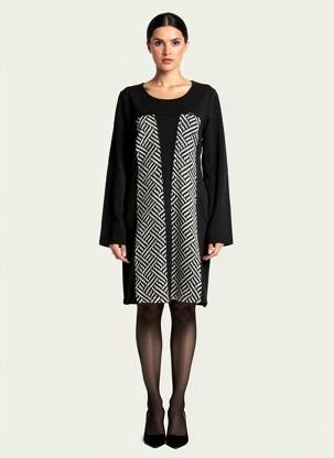 Rochie midi mâneci lungi mâneci lungi negru MALOKA femeie