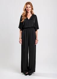 Salopetă-pantalon croială fluidă mâneci 3/4 negru ACCESS FASHION femeie