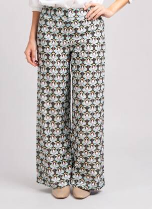 Pantalon larg închidere cu fermoar lateral albastru ACCESS FASHION femeie