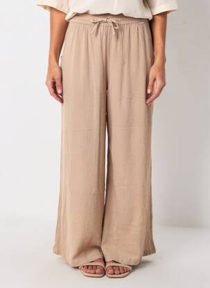 Pantalon larg țesătură crep mărime normală bej AGATHE & LOUISE femeie