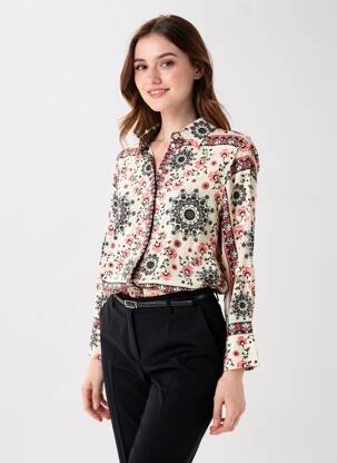Cămașă imprimeu floral mâneci lungi bej GRACE & MILA femeie