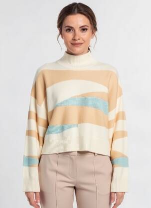 Pulover elasticitate mâneci lungi bej ESPRIT femeie