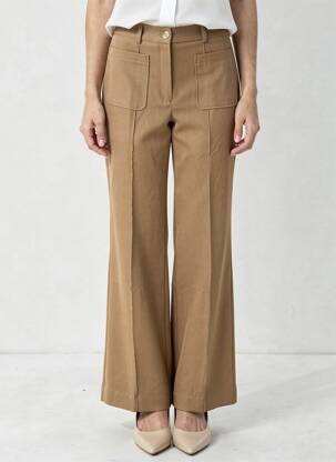 Pantalon evazat talie elastică mărime normală maro AN' GE femeie