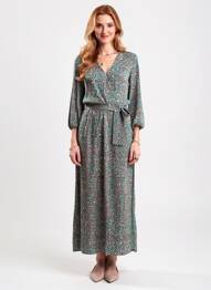 Rochie lungă mâneci lungi mâneci lungi verde GARCIA femeie