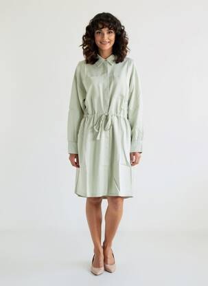 Rochie midi mâneci lungi mâneci lungi verde BROADWAY femeie