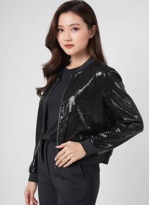 Jachete casual guler rotund negru TIFFOSI femeie