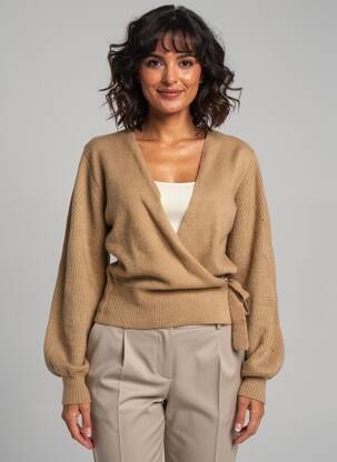 Cardigan petrecut croială cambrată maro GARCIA femeie