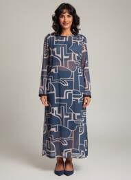 Rochie lungă mâneci lungi mâneci lungi albastru STREET ONE femeie